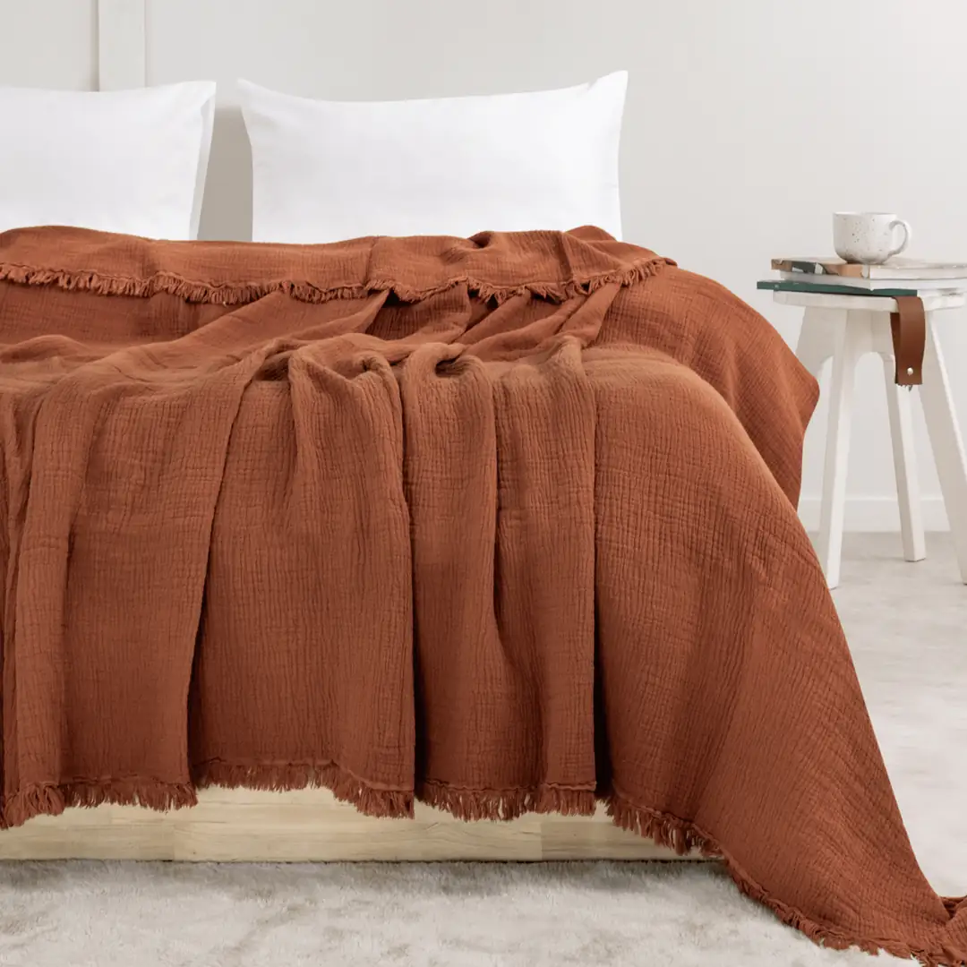Muslin Bedspread - Terracotta