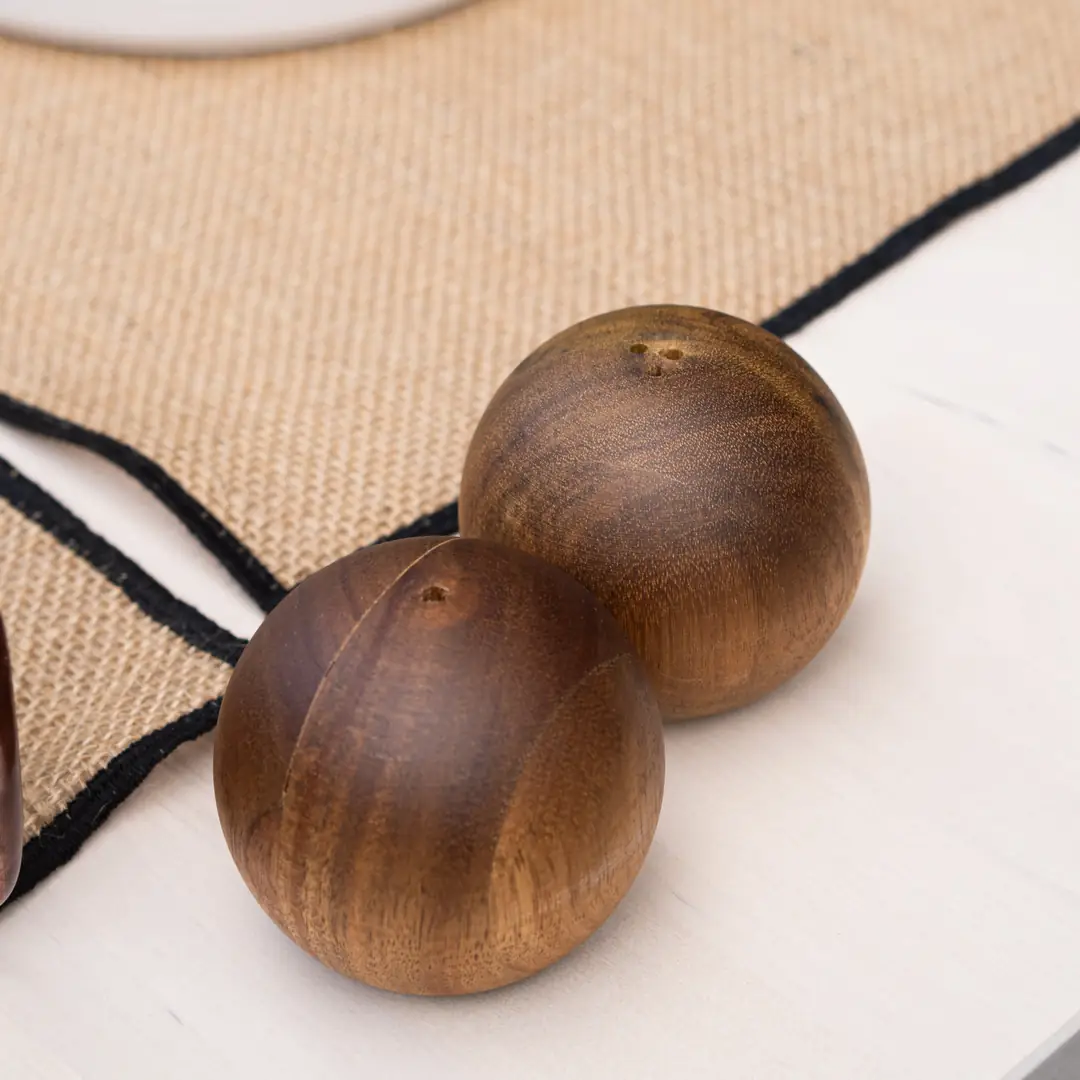 Acacia Natural Round Salt and Pepper Shaker