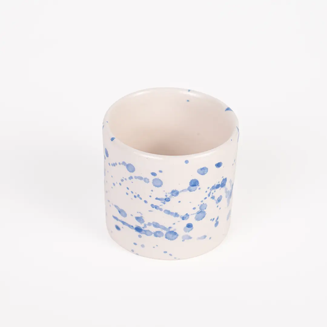 Small Colored Ceramic Espresso Cup - Bon Appe Tito Mavi Noktalı