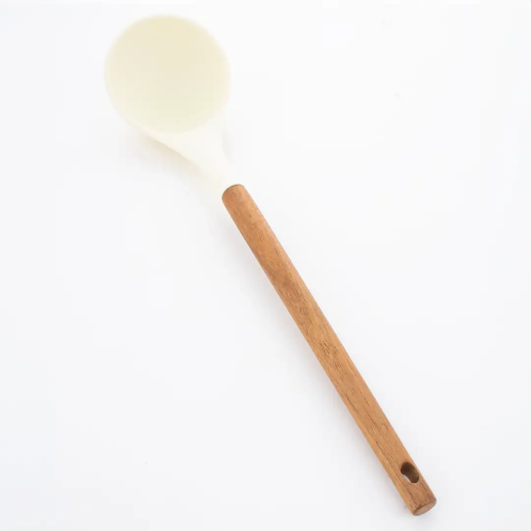 Acacia Naturel Handle Silicone Ladle