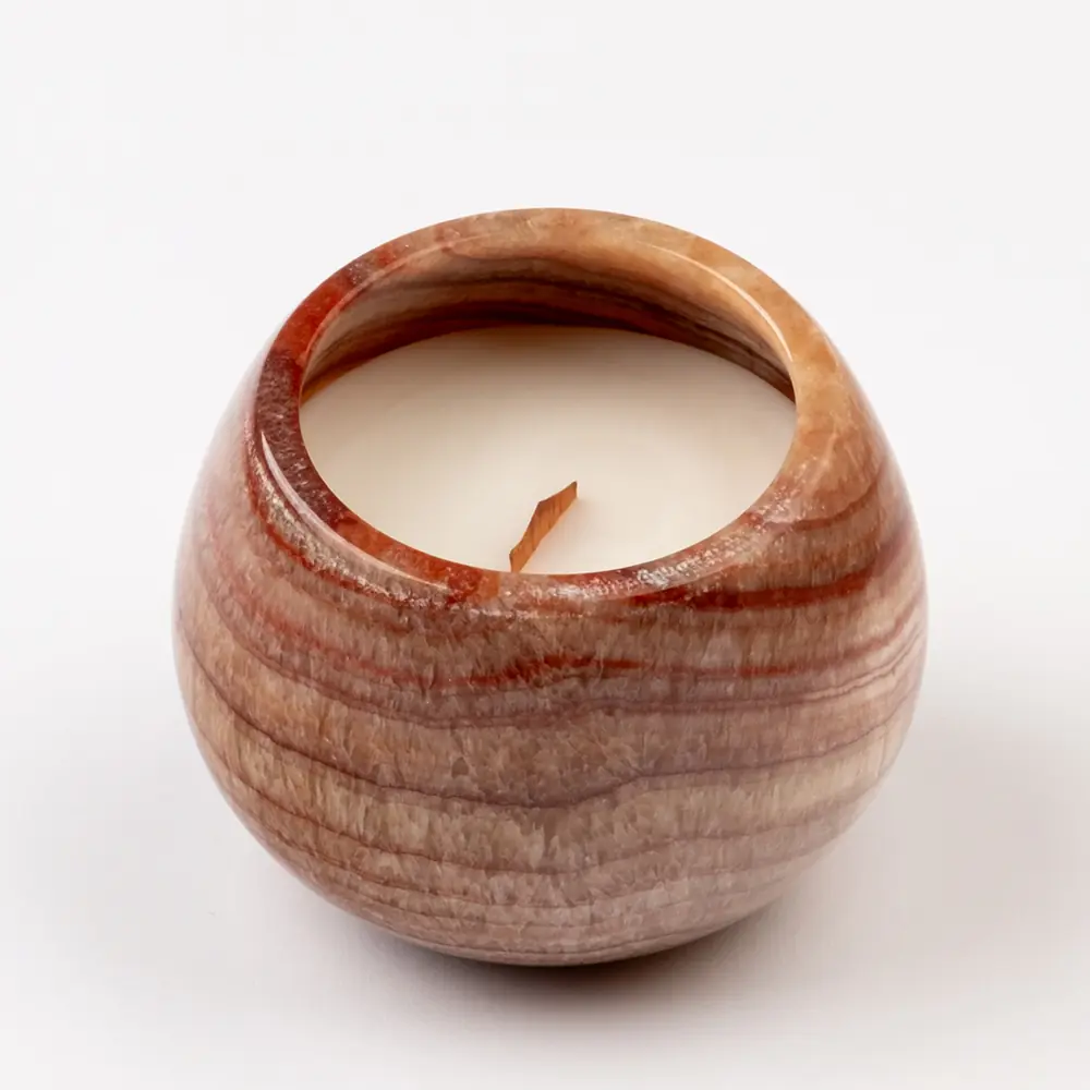 Honey Onyx Marble Candlestick Candle - Tile