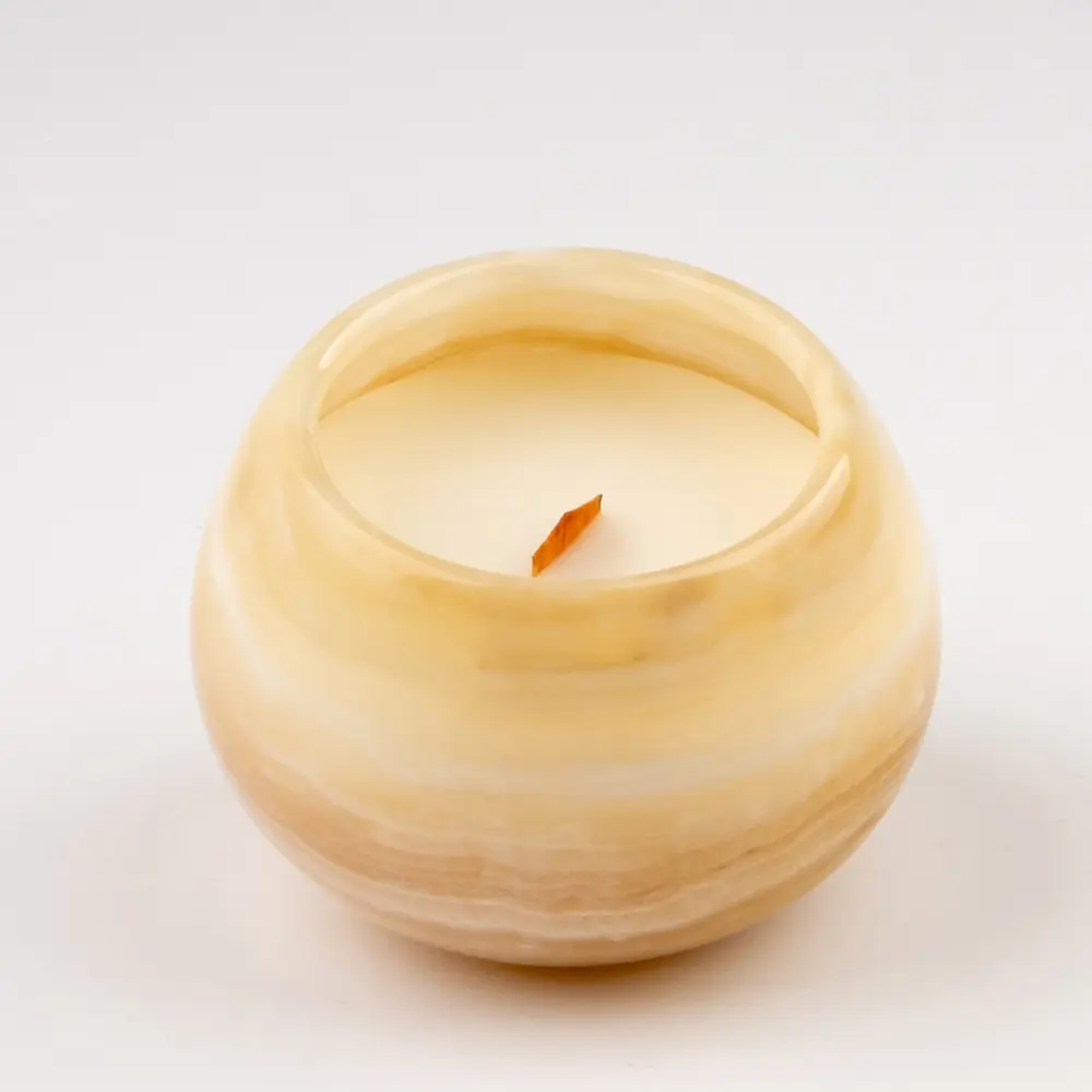 Honey Onyx Marble Candlestick Candle