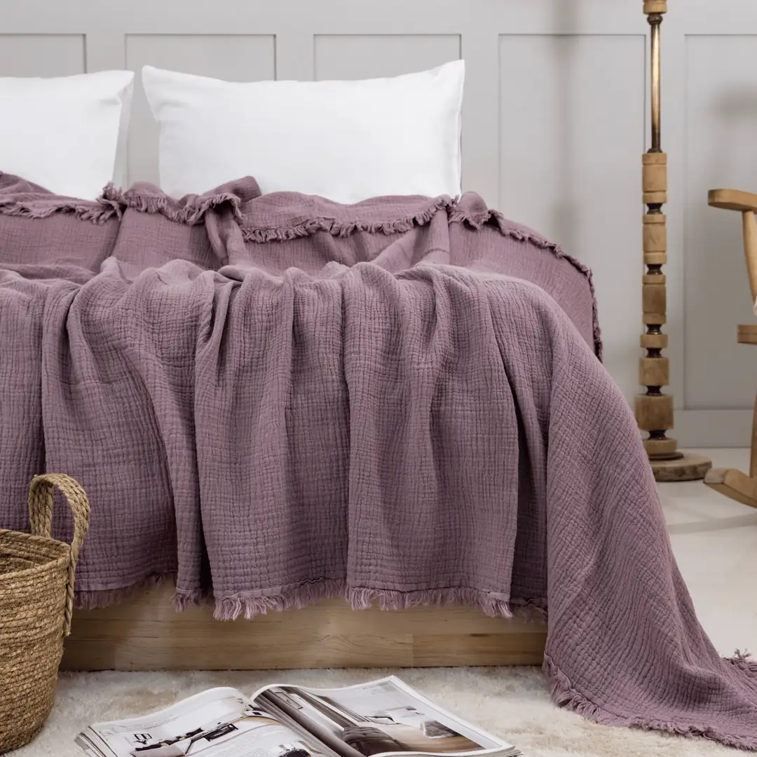 Muslin Bedspread - Lavender