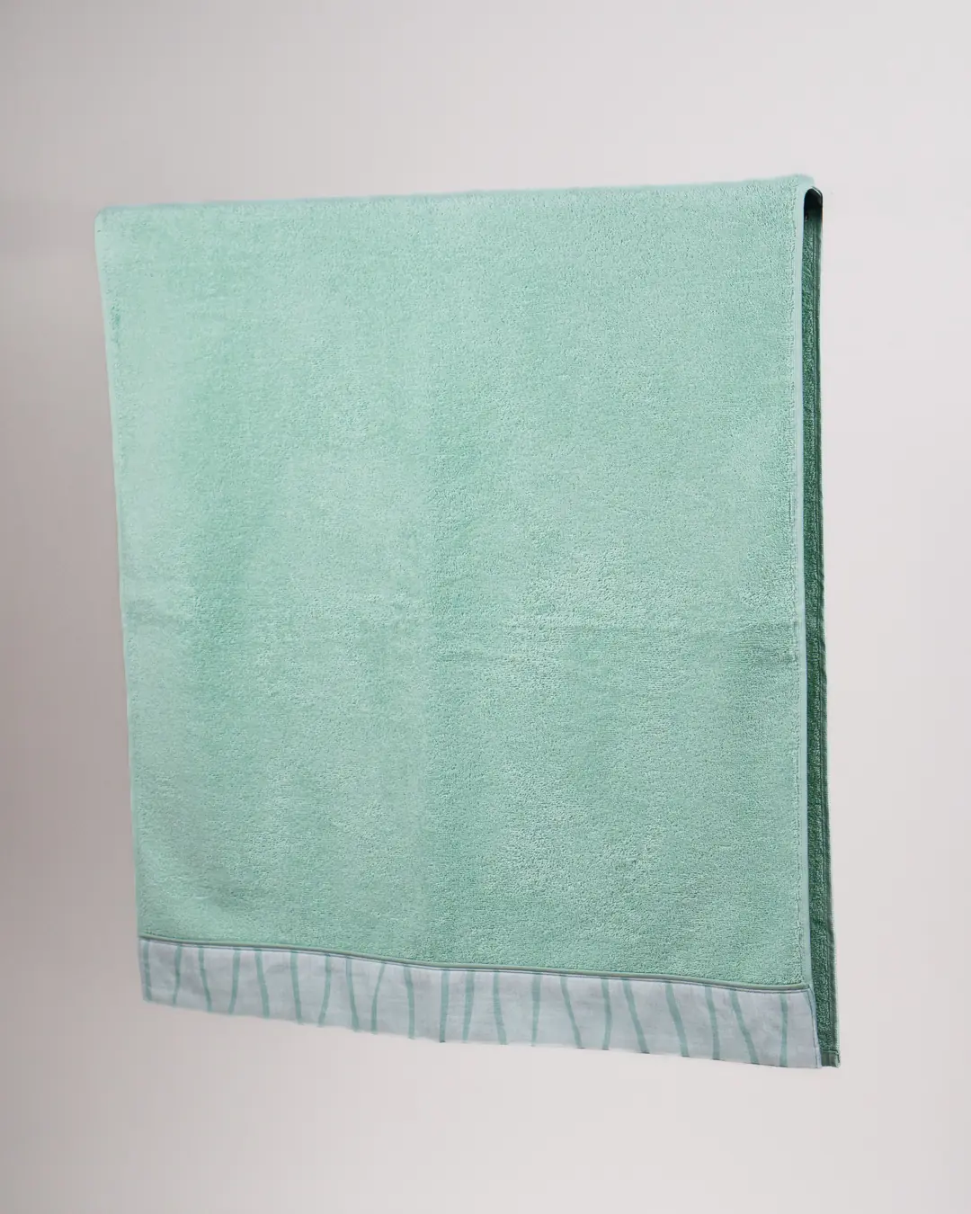 Baskılı Müslin Bordürlü 70x140 Banyo Havlusu - Su Yeşili/Su Yeşili