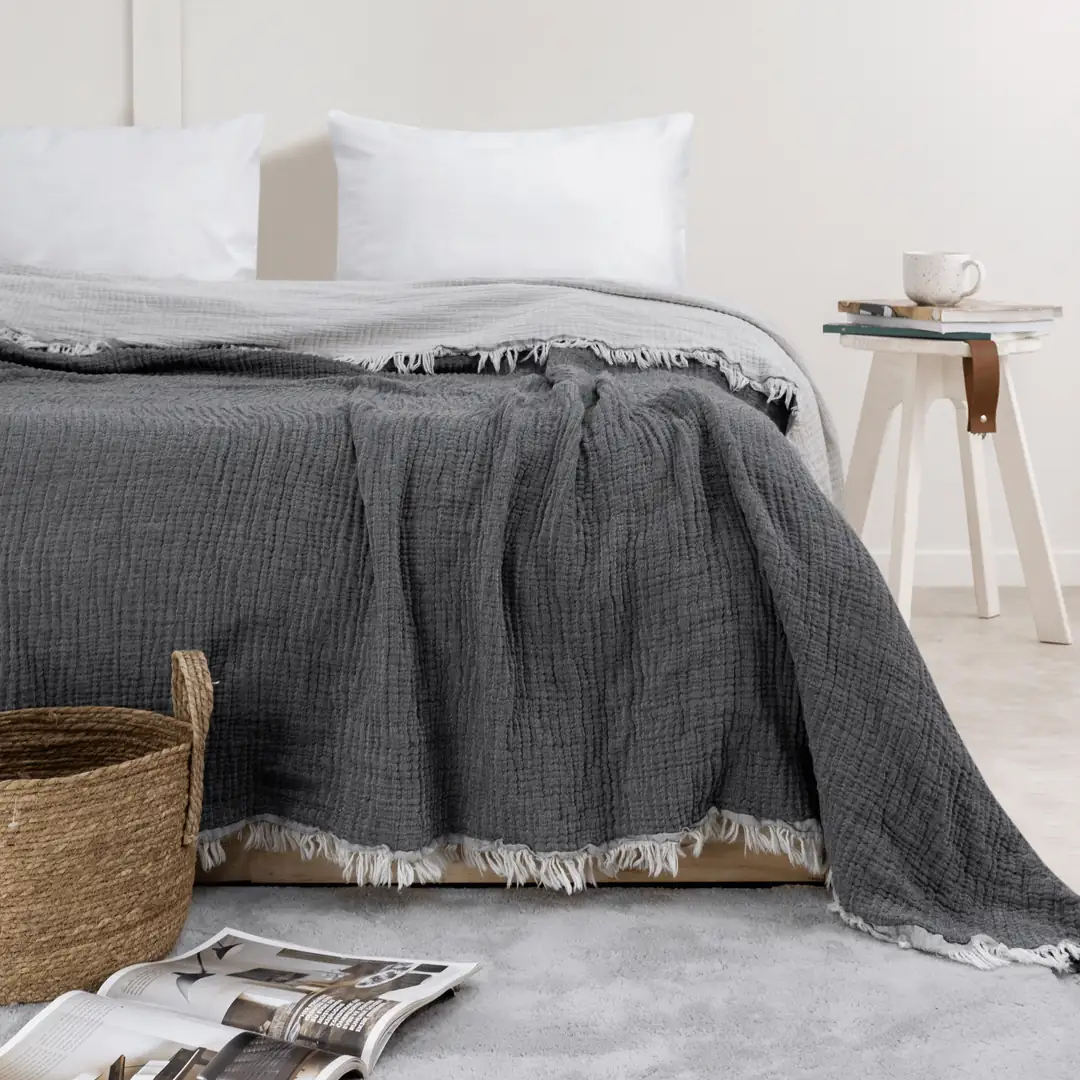 Muslin Bedspread - Silver Cloud