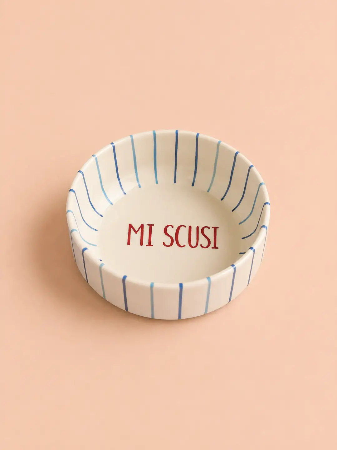 Mavi Çizgili 'MI SCUSI' Kase