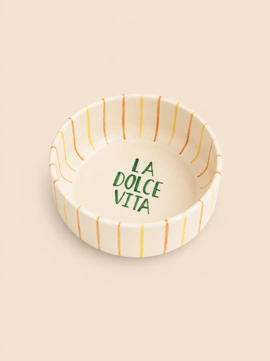 Sarı/Turuncu Çizgili 'LA DOLCE VITA' Kase