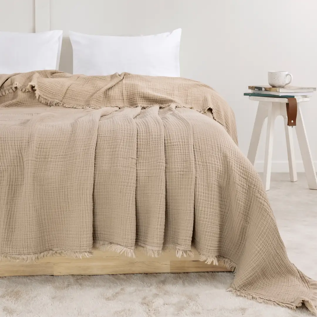 Muslin Bedspread - Soft Taupe